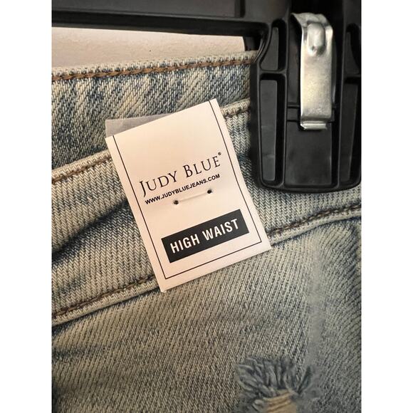 Judy Blue Straight Fit Jeans Women's 7/28 Destroyed High Waisted Side Slit Hem - Picture 8 of 12